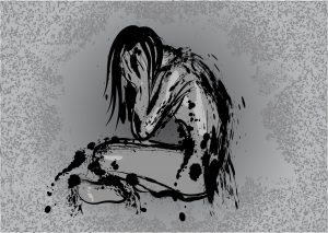Illustration of depressed person